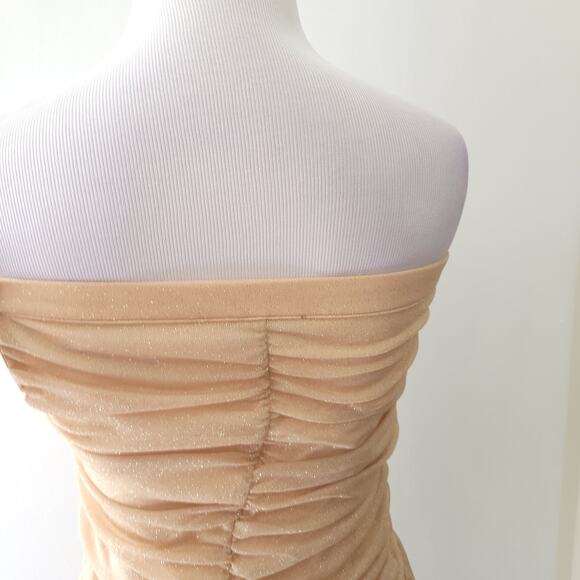 Majorelle Strapless Mini Dress Gold Sparkly Ruffle Tube Top Women XXS - Picture 6 of 12